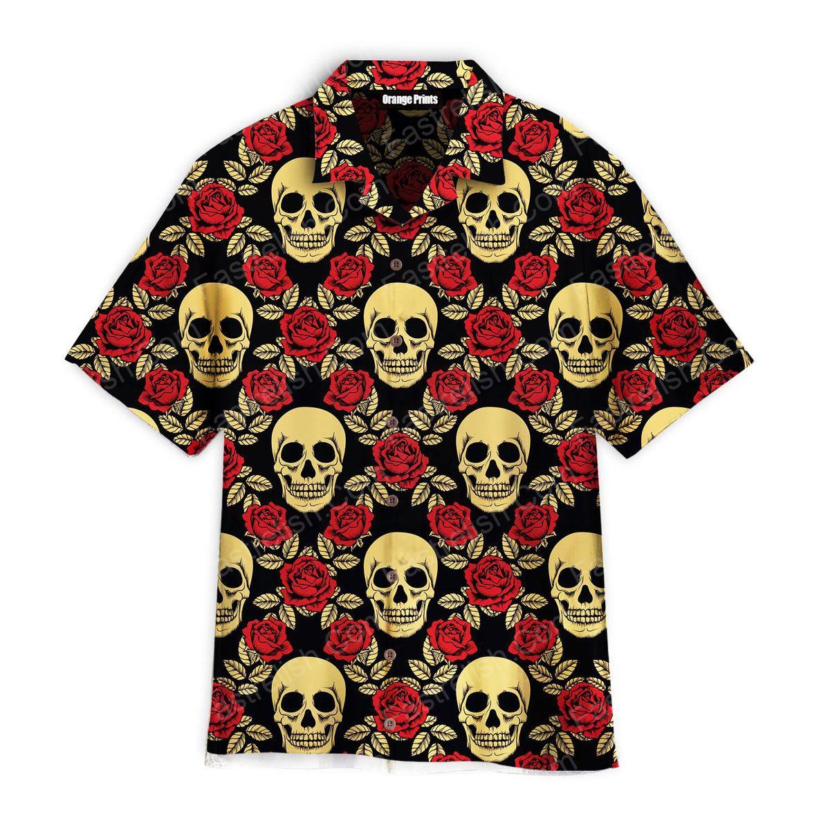Roses And Skulls Pattern Hawaiian Shirts WT7067