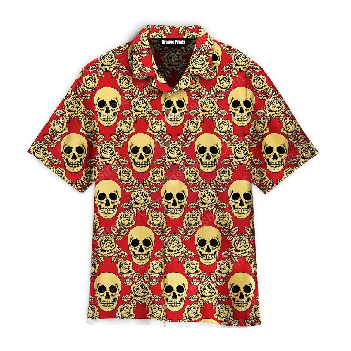 Roses And Skulls Pattern Hawaiian Shirts WT7065