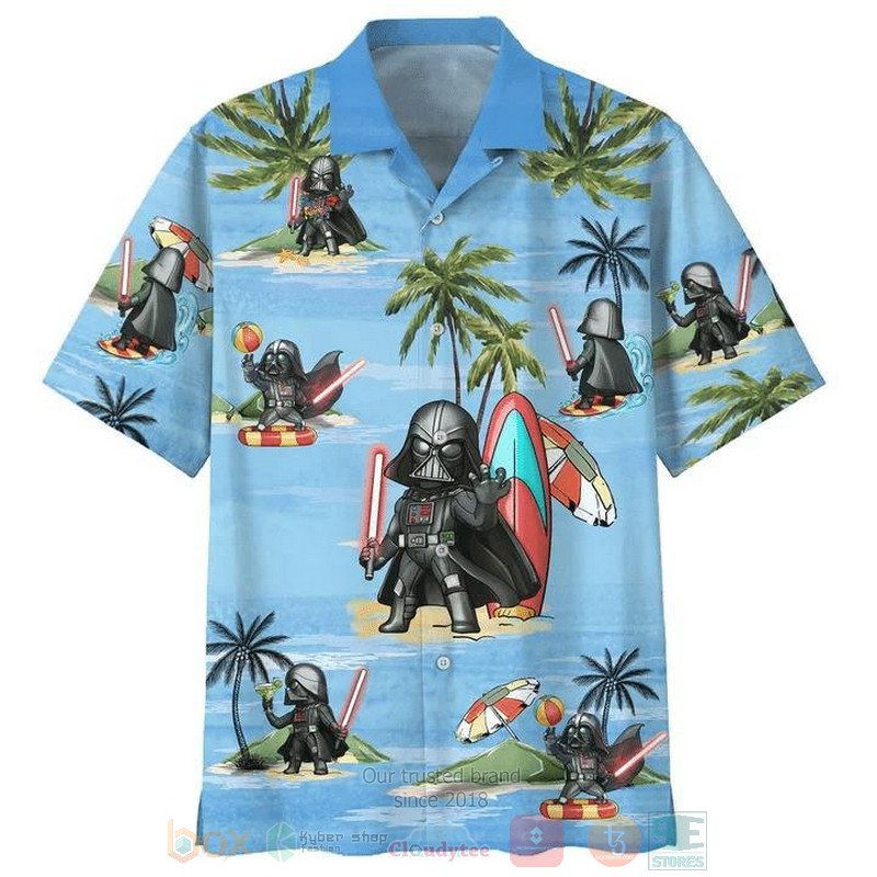 Darth Vader Summer Time Blue Short Sleeve Hawaiian Shirt