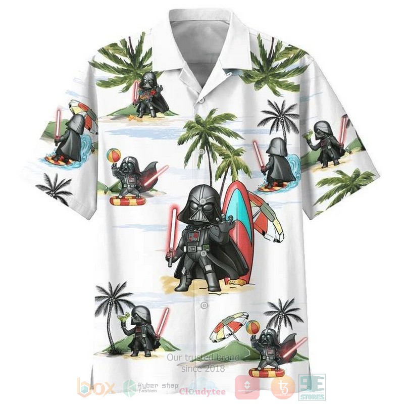 Darth Vader Summer Time White Short Sleeve Hawaiian Shirt