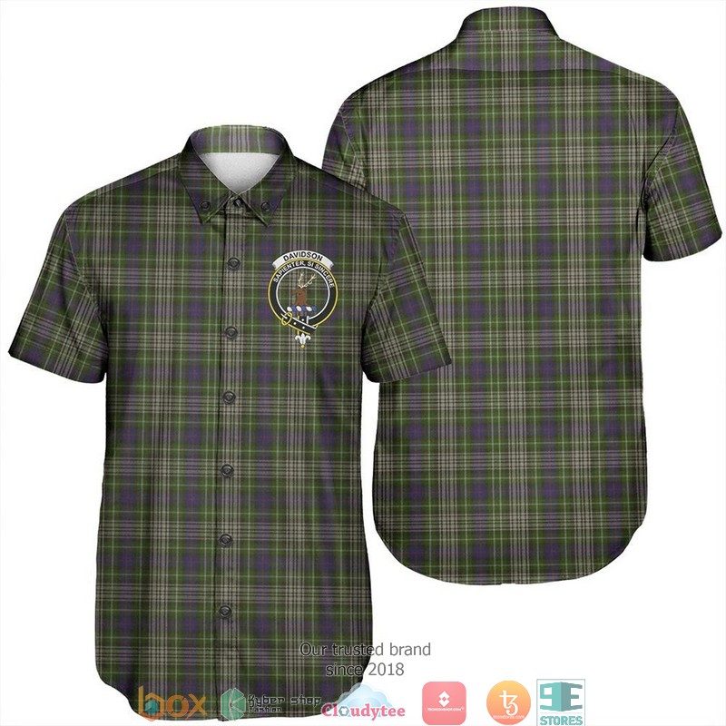Davidson Tulloch Dress Tartan Crest Short Sleeve Hawaiian Shirt