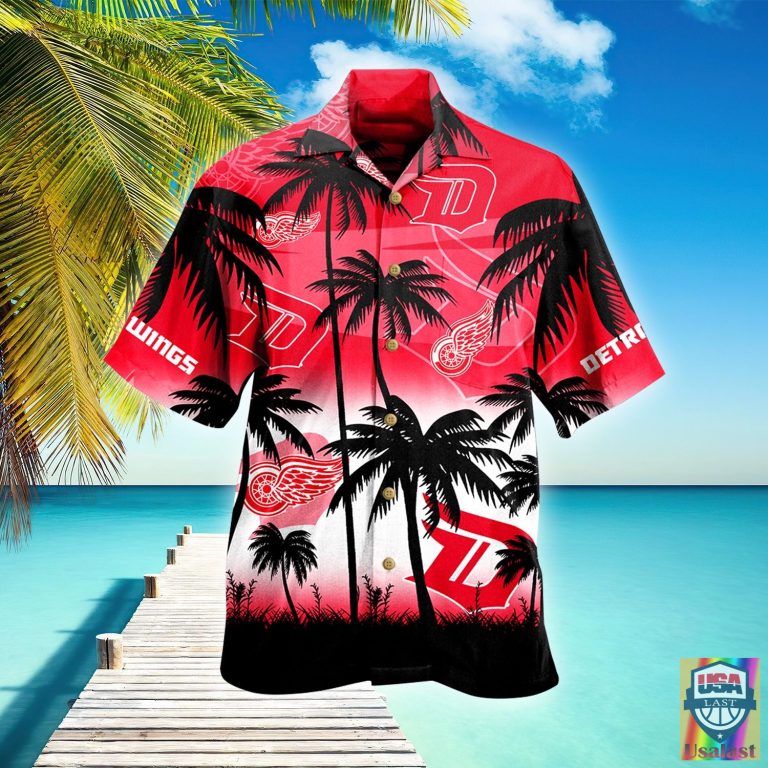 Detroit Red Wings Palm Tree Nhl Hawaiian Shirt