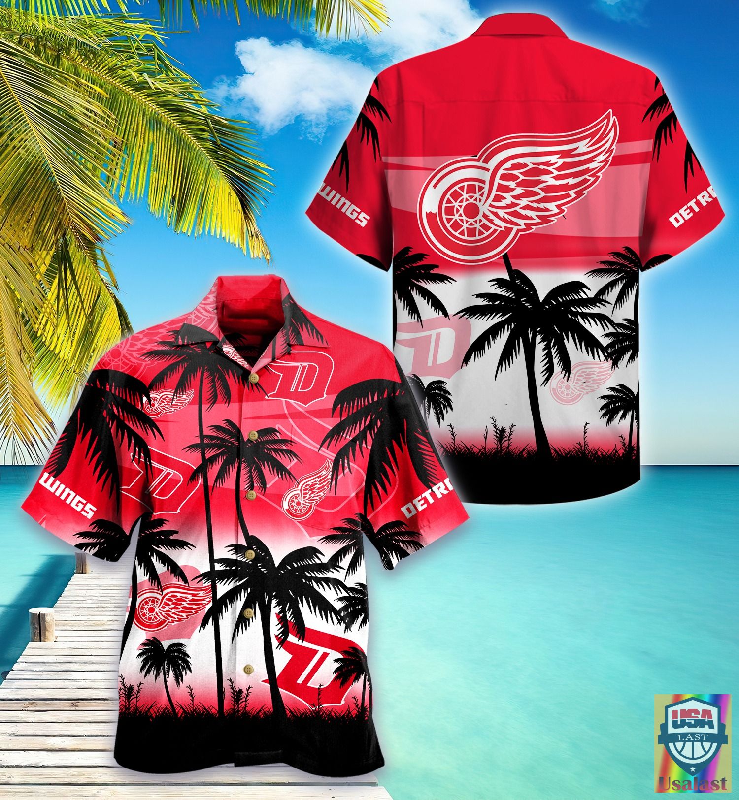 Detroit Red Wings Palm Tree Nhl Hawaiian Shirt