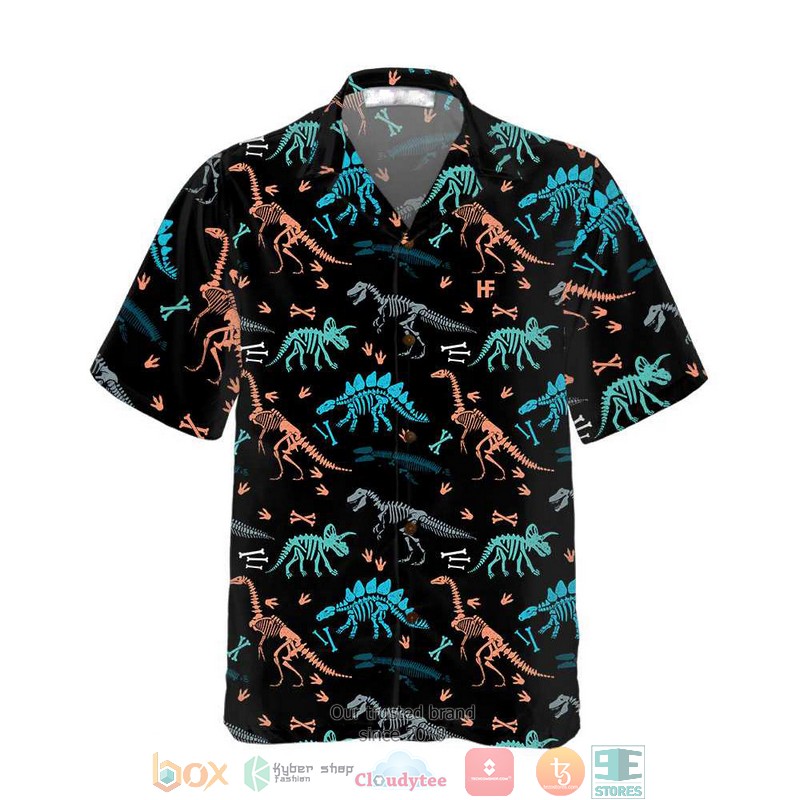Dinosaur Skeleton Seamless Pattern Hawaiian Shirt