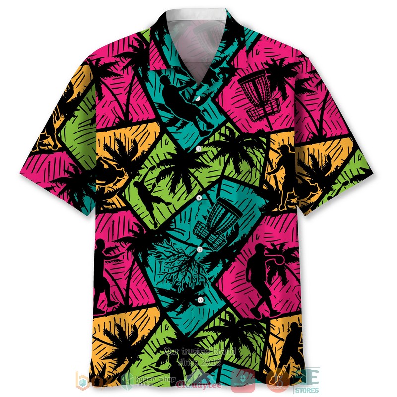 Disc Golf Palm Tree Colorfull Hawaiian Shirt