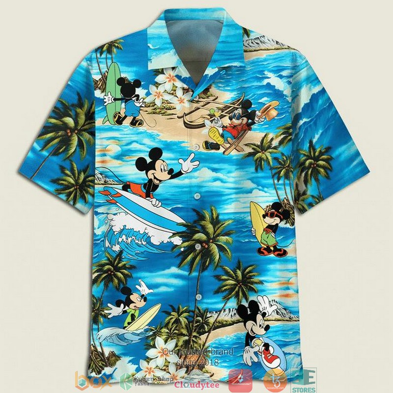 Disney Mickey Mouse In The Beach Short Sleeve Hawaiian Shirt