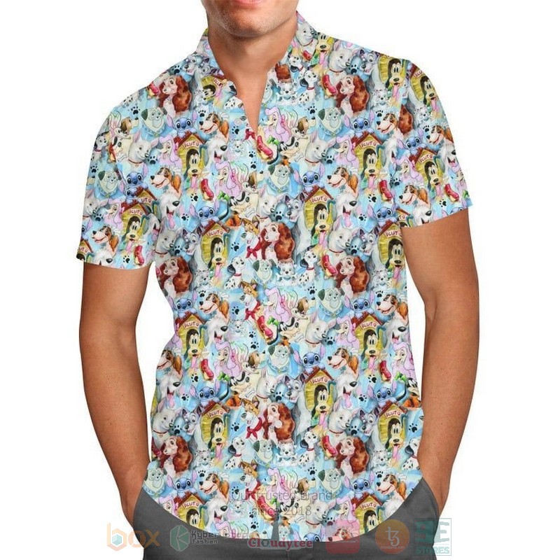 Dogs Stitch Of Disney Short Sleeve Hawaiian Shirt