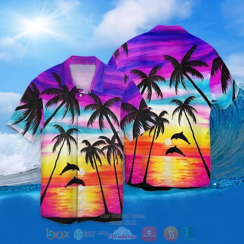 Dolphin Sunset Hawaiian Shirt