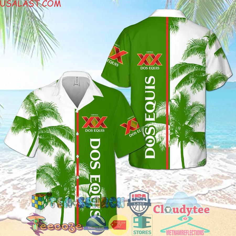 Dos Equis Beer Palm Tree Aloha Summer Beach Hawaiian Shirt