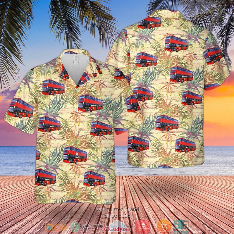 Double Decker Bus London Stagecoach Enviro400 Short Sleeve Hawaiian Shirt
