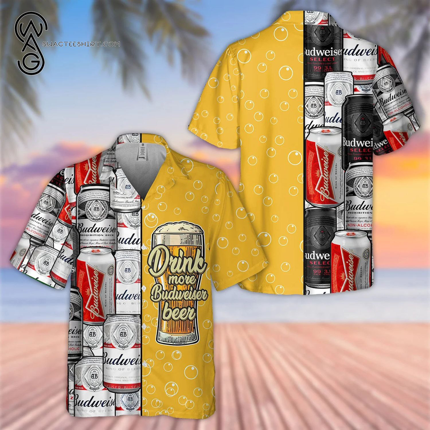 Drink More Budweiser Beer All Over Print Hawaiian Shirt
