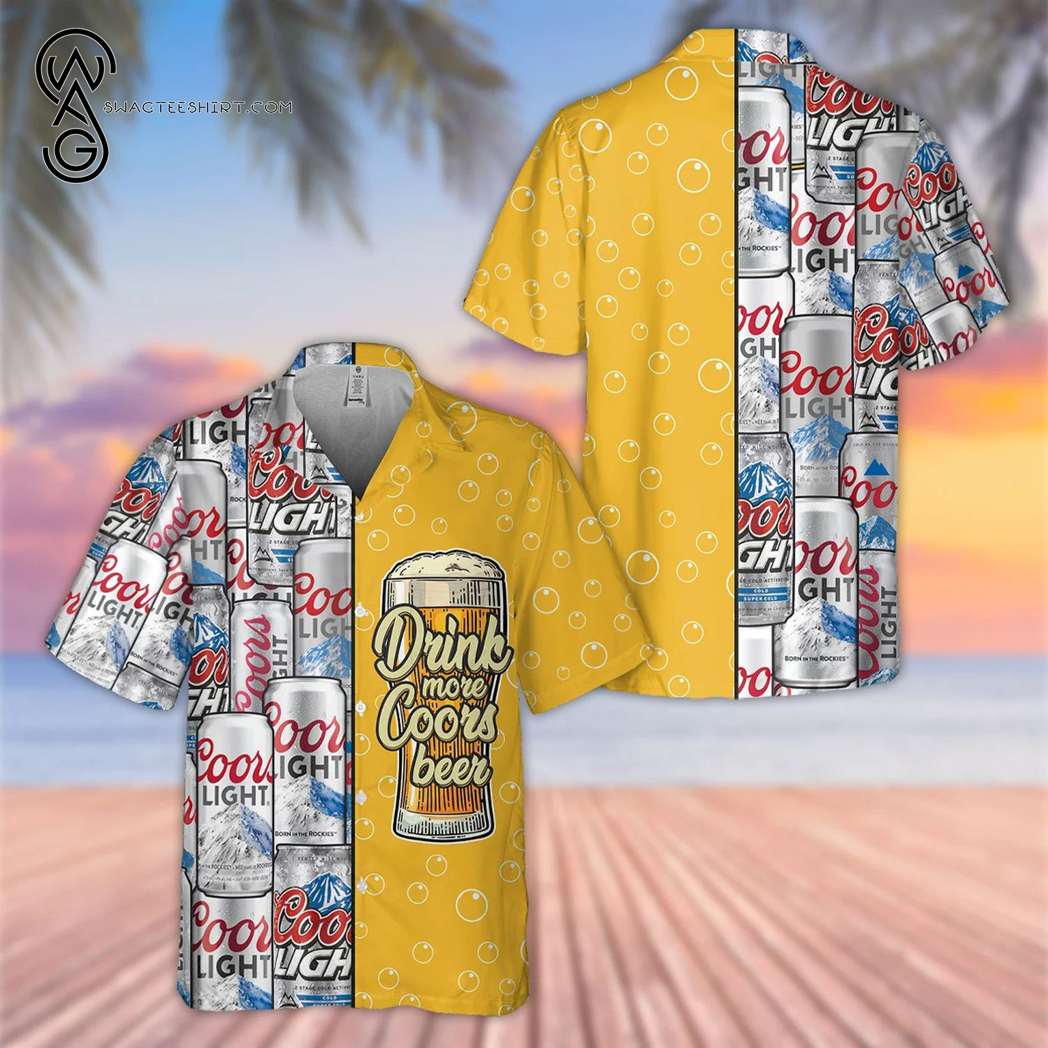 Drink More Coors Light Beer All Over Print Hawaiian Shirt