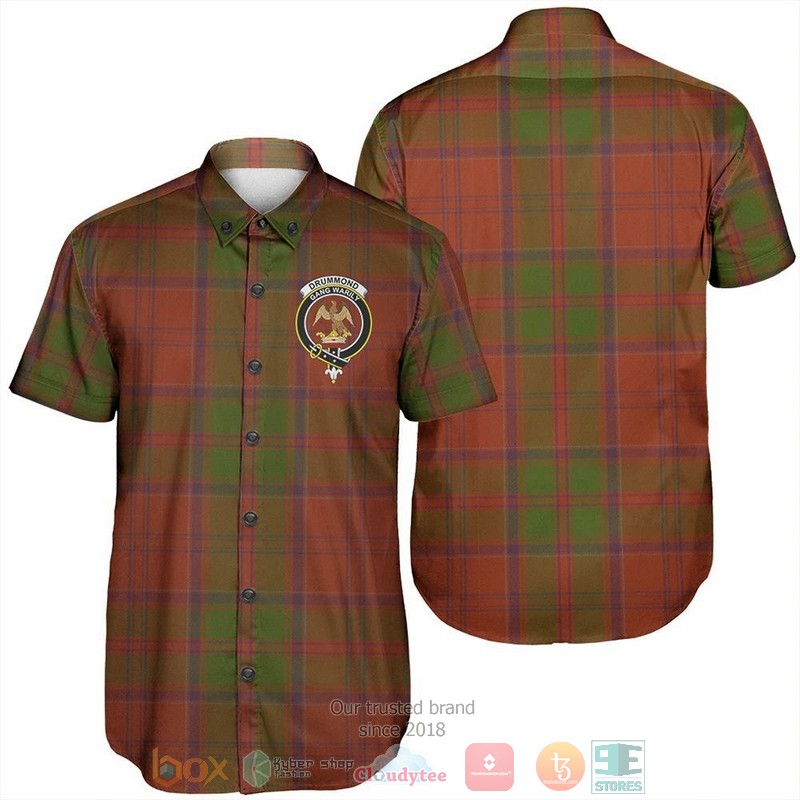 Drummond Clan Tartan Crest Hawaiian Shirt