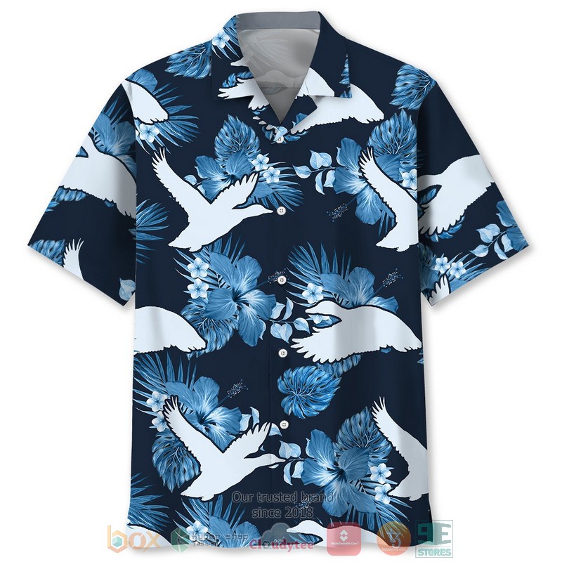 Duck Blue Tropical Plant Hawaiian Shirt