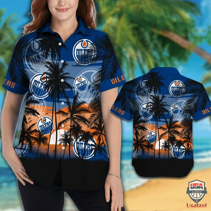 Edmonton Oilers Palm Tree Hawaiian Shirt