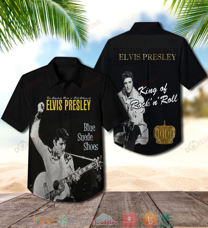 Elvis Presley Blue Suede Shoes King Of Rock N Roll Hawaiian Shirt