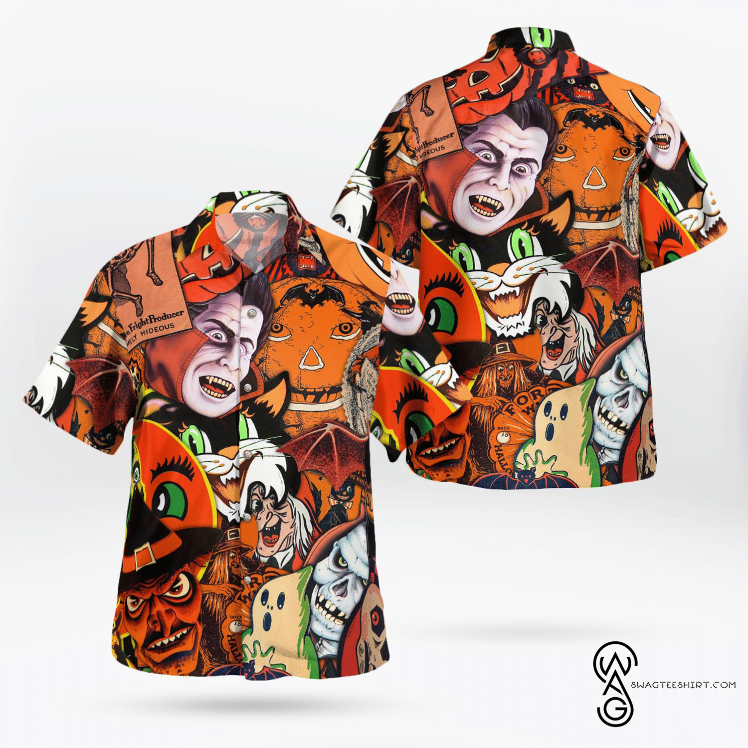 Extremely Hideous Horror Halloween Full Printing Hawaiian Shirt Funny Hawaiian Beach Gift Casual Shirt