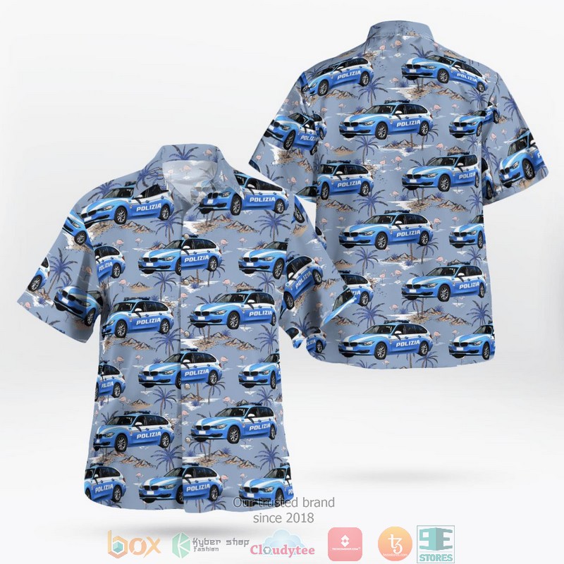 Italy Polizia Di Stato Bmw 320D Highway Patrol Car Hawaiian Shirt