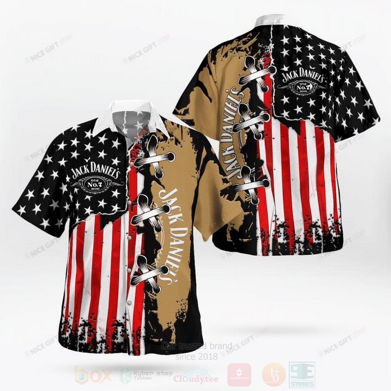 Jack Daniels American Flag Hawaiian Shirt