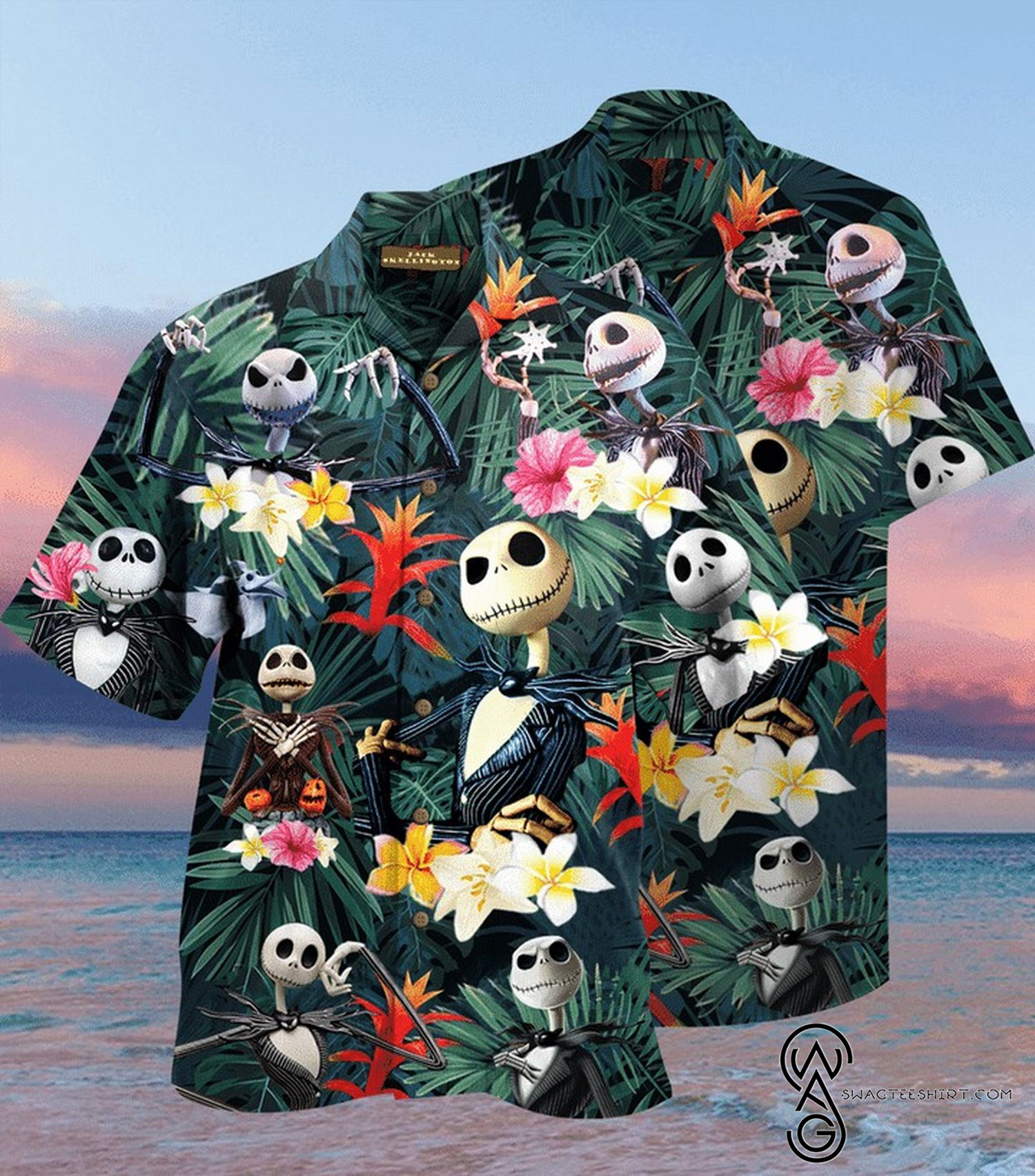 Jack Skellington Tropical Halloween Casual Beach Full Printing Hawaiian Shirt