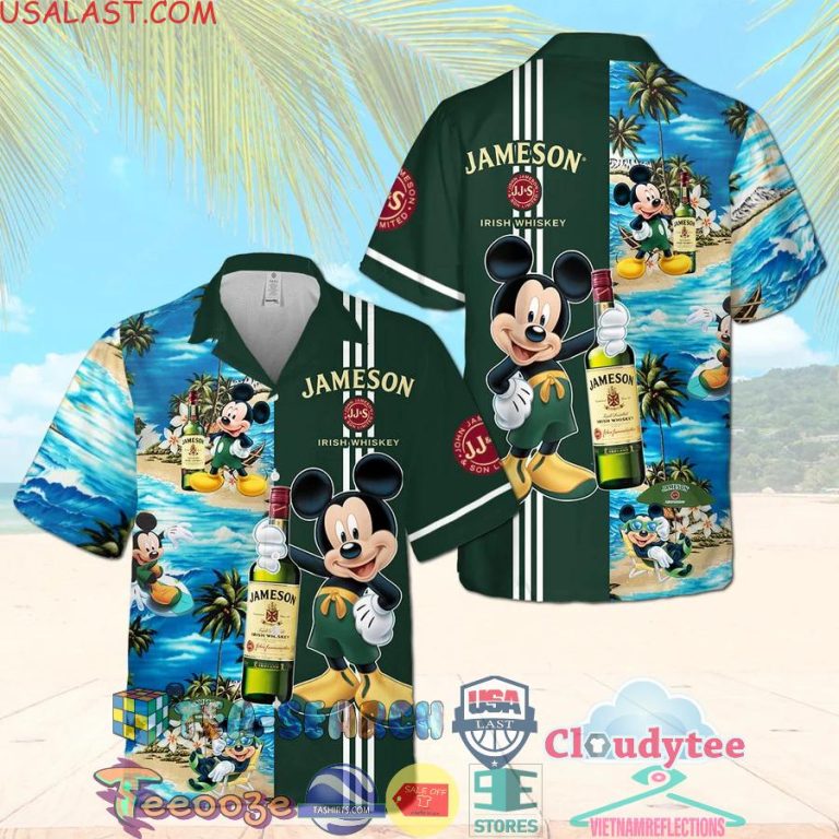 Jameson Irish Whiskey Mickey Mouse Aloha Summer Beach Hawaiian Shirt