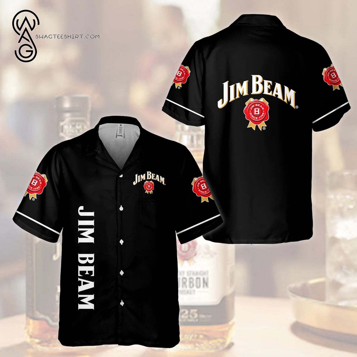 Jim Beam Bourbon Whiskey All Over Print Hawaiian Shirt