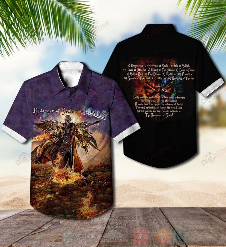 Judas Priest Redeemer Of Souls Purple Black Album Hawaiian Shirt