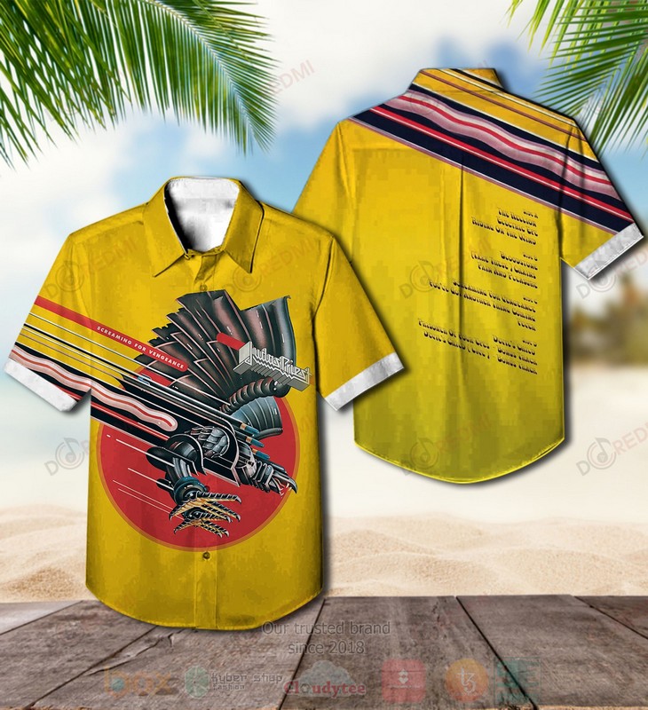 Judas Priest Screaming For Vengeance Yellow Album Hawaiian Shirt