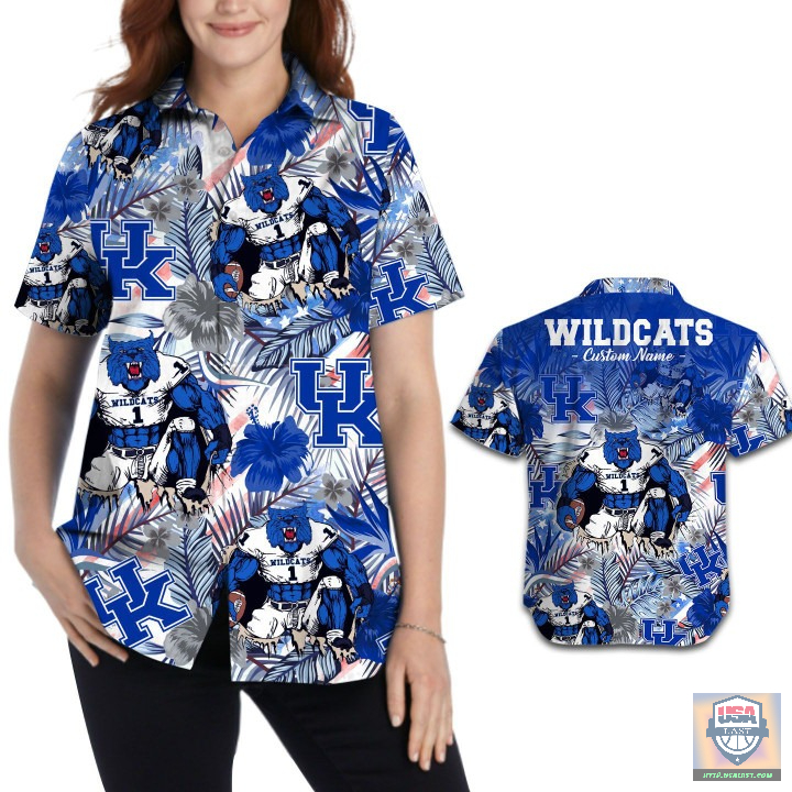 Kentucky Wildcats Tropical Floral Custom Name Hawaiian Shirt