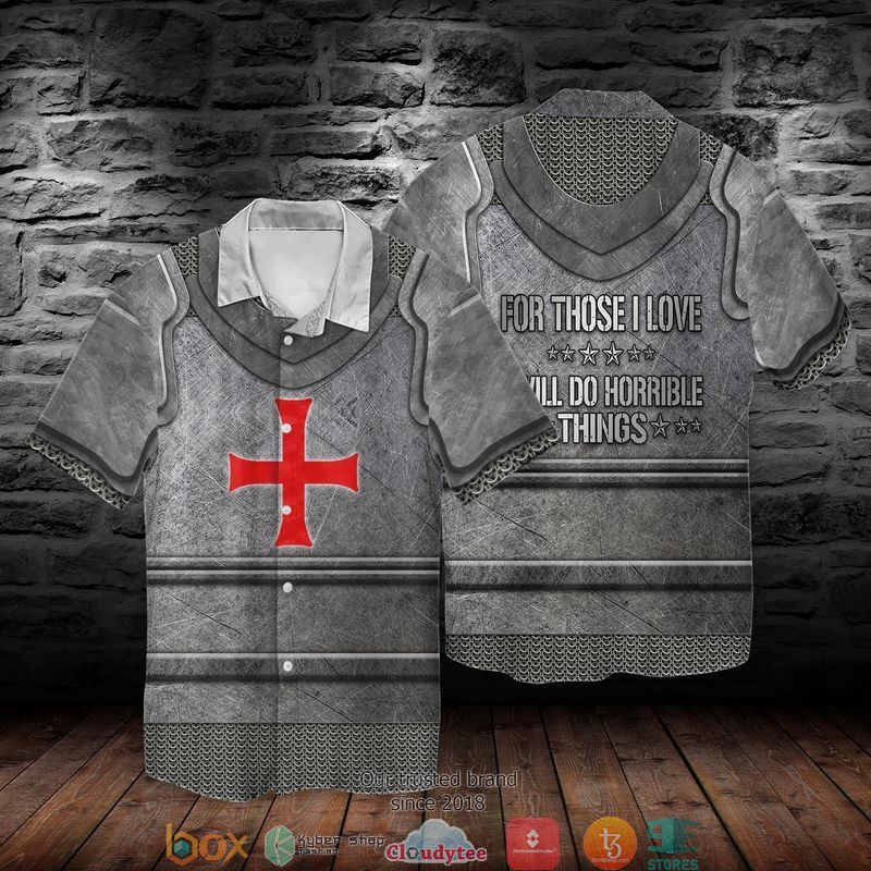 Knights Templar Armour For Those I Love Will Do Horrible Things Short Sleeve Hawaiian Shirt