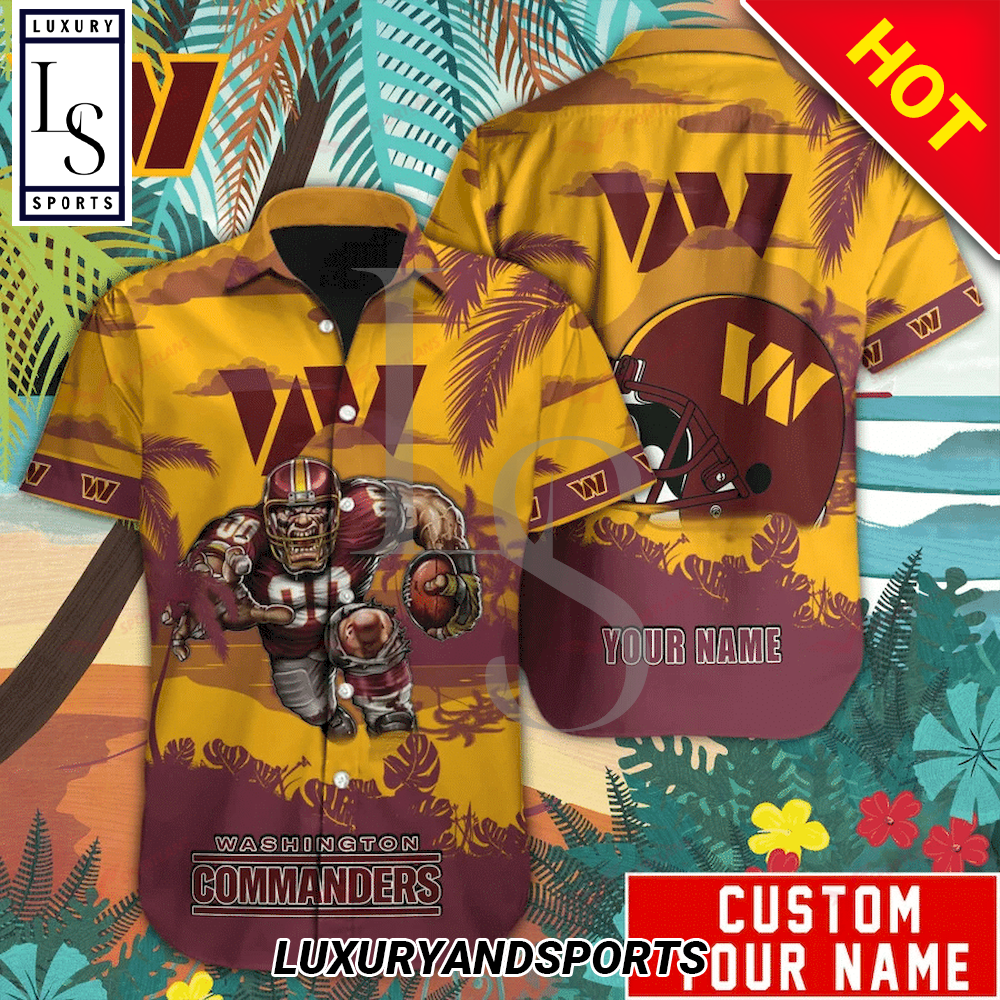 Washington Commanders Mascot Custom Name Hawaiian Shirt