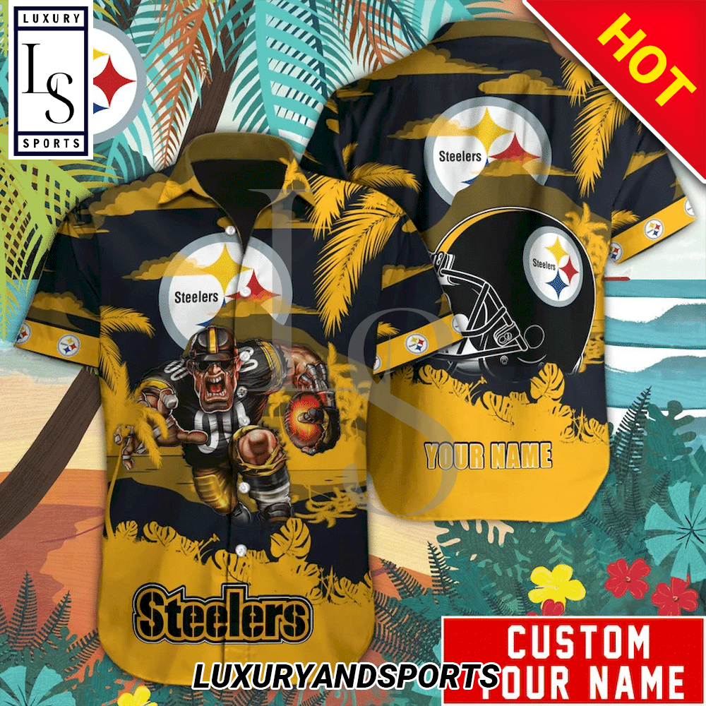 Pittsburgh Steelers Mascot Custom Name Hawaiian Shirt