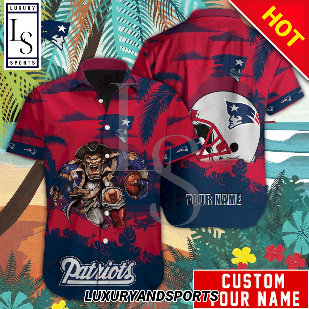 New England Patriots Mascot Custom Name Hawaiian Shirt