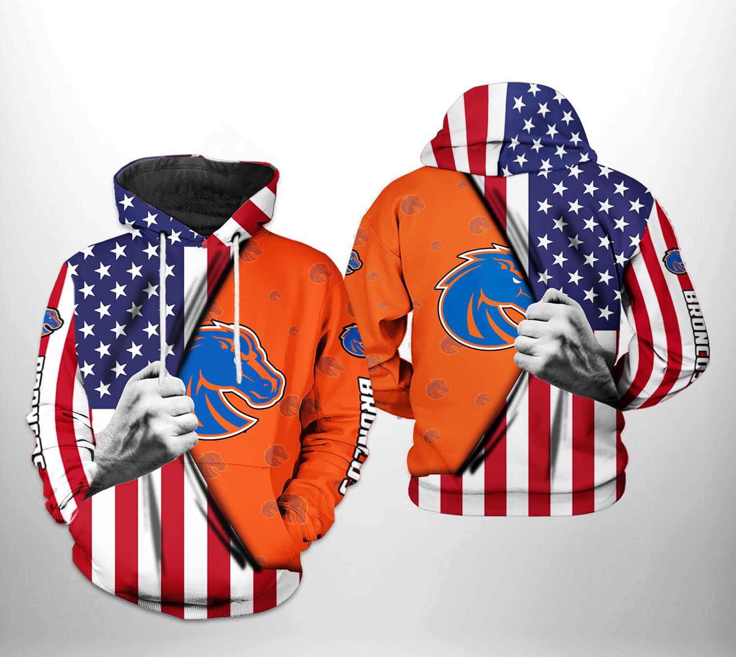 Boise State Broncos NCAA US FLag 3D Printed Hoodie/Zipper Hoodie