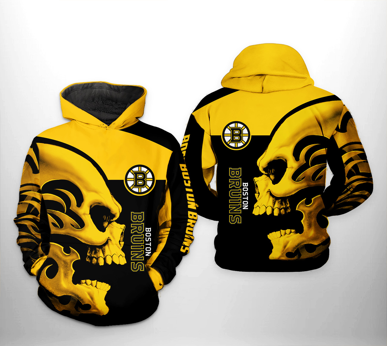 Boston Bruins NHL Skull 3D Printed Hoodie/Zipper Hoodie