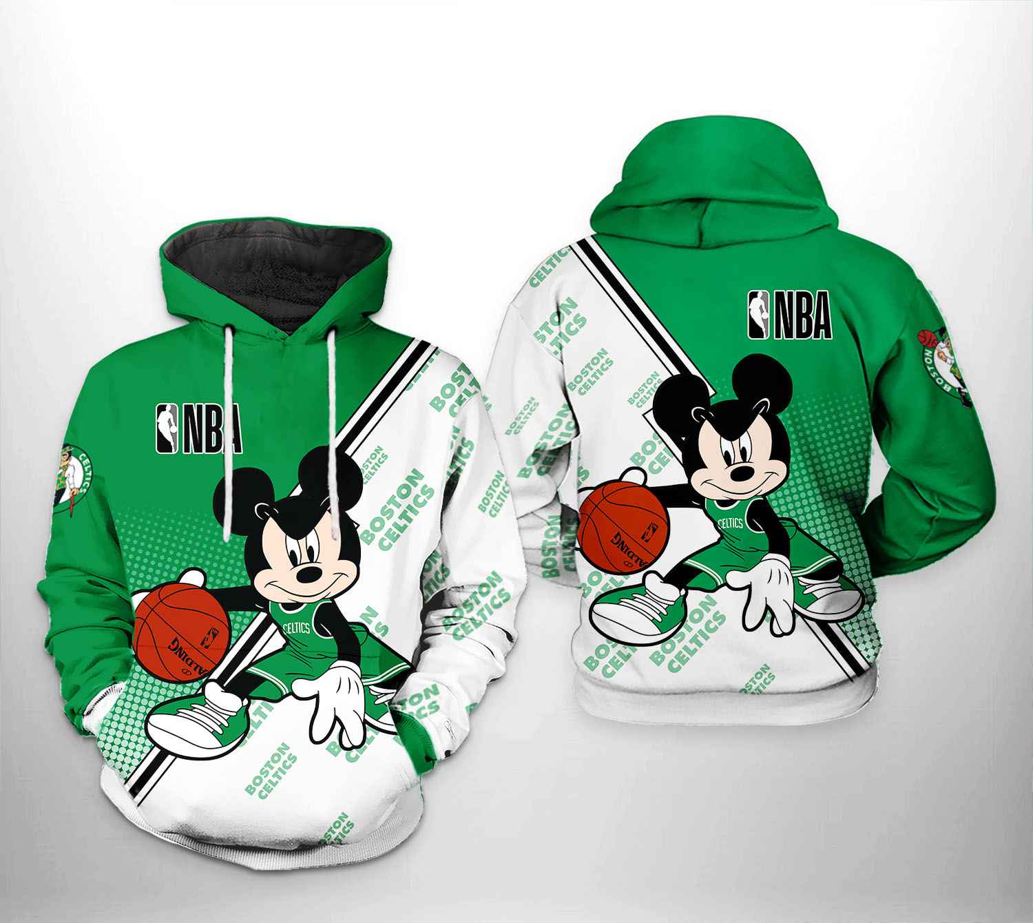 Boston Celtics NBA Mickey 3D Printed Hoodie/Zipper Hoodie