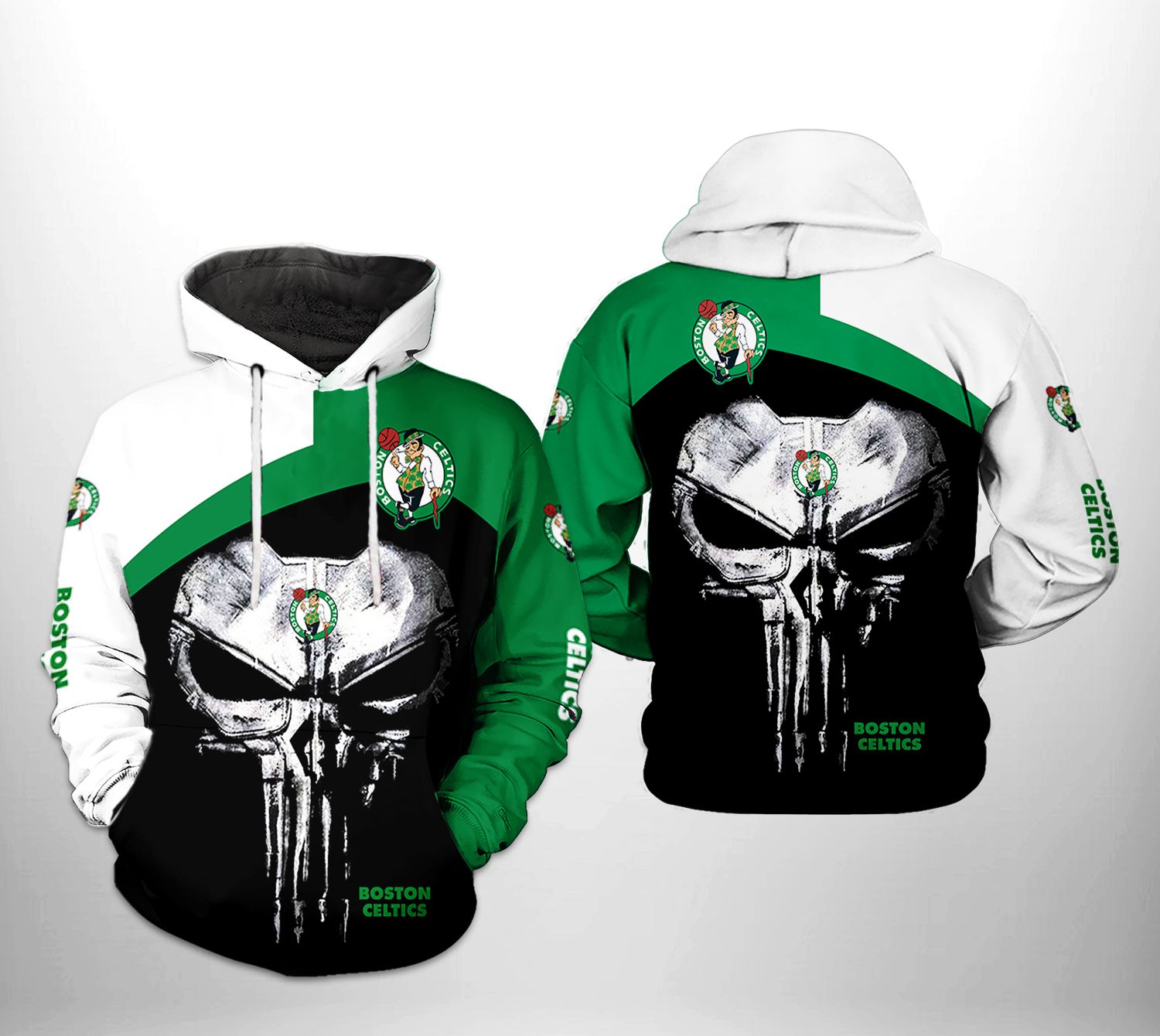 Boston Celtics NBA Skull Punisher Team 3D Printed Hoodie/Zipper Hoodie