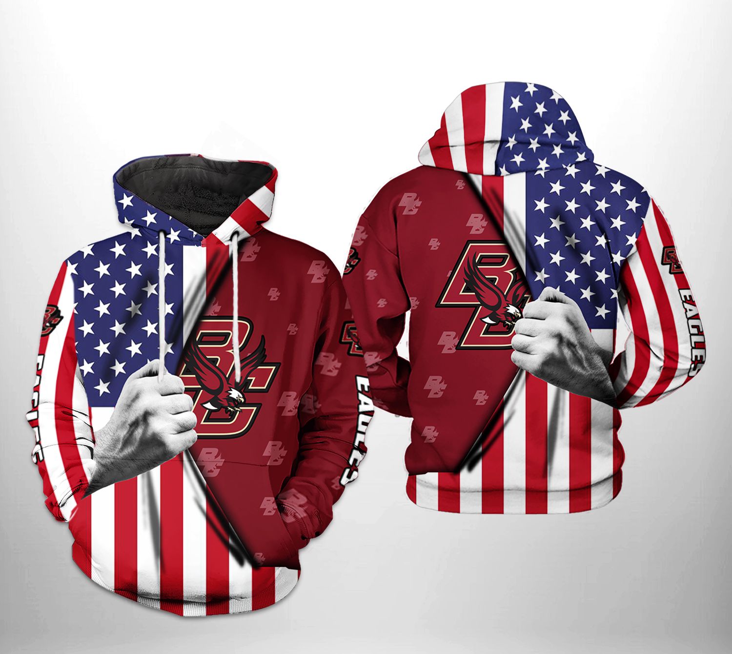 Boston College Eagles NCAA US FLag 3D Printed Hoodie/Zipper Hoodie