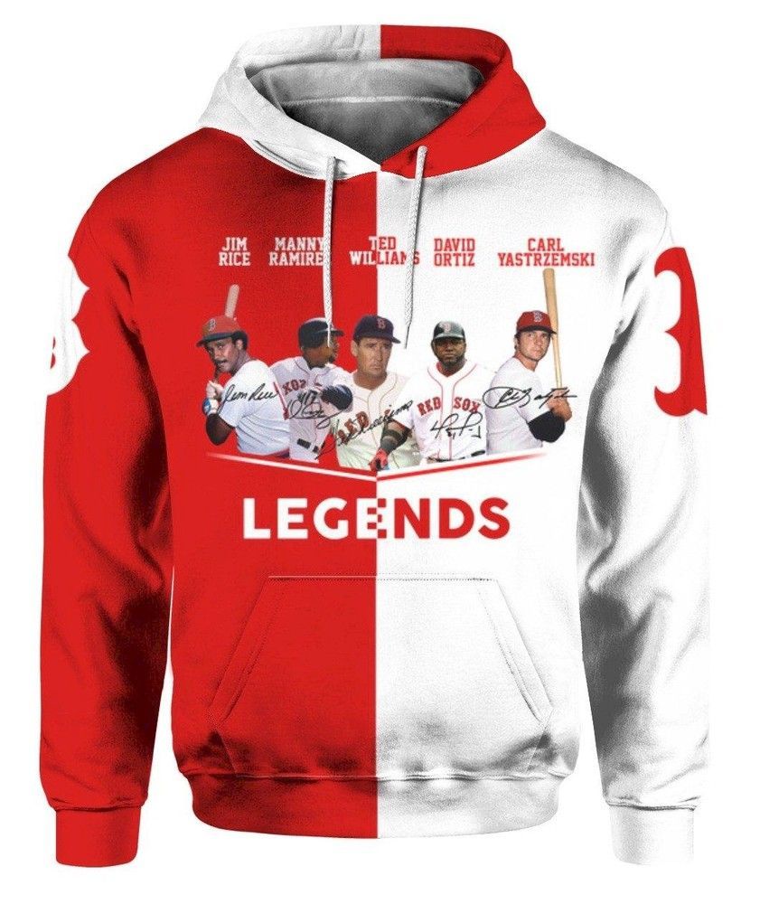 Boston Red Sox Legend Player Pullover And Zippered Hoodies Custom 3D Graphic Printed 3D Hoodie All Over Print Hoodie For Men For Women