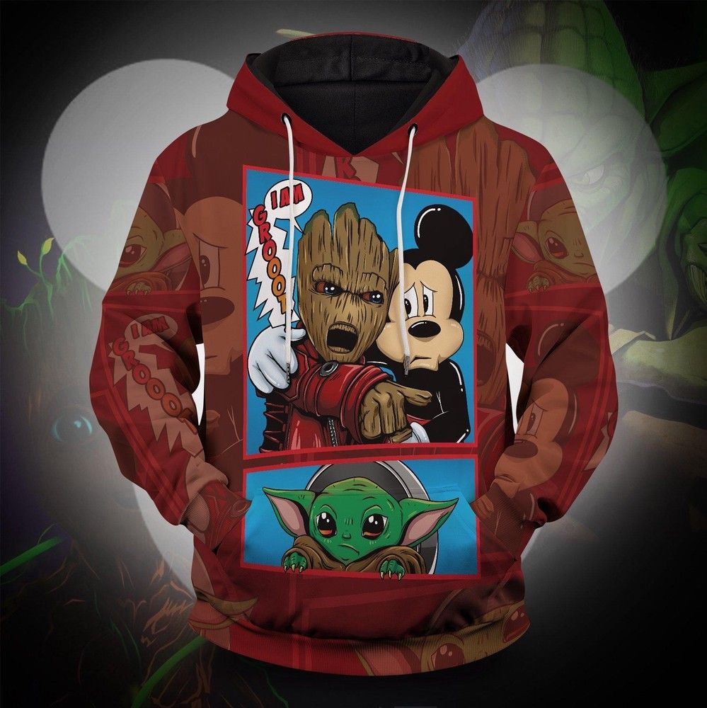 You Took Everything From Me Groot Yoda Mickey 3D Hoodie All Over Printed Hoodie