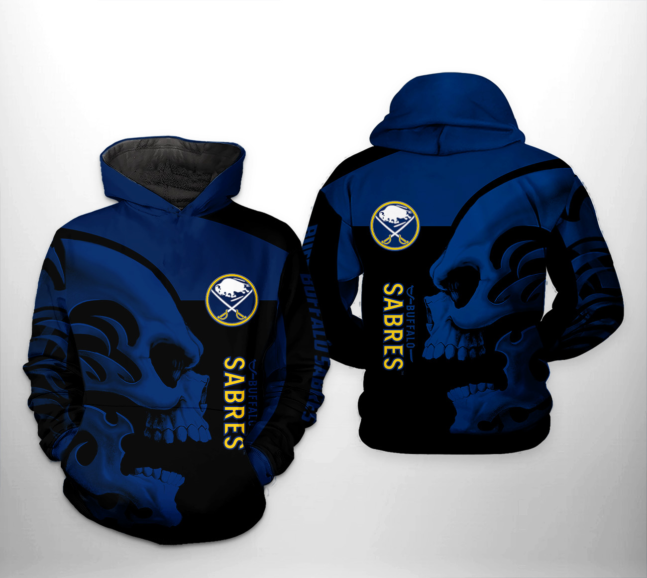 Buffalo Sabres NHL Skull 3D Printed Hoodie/Zipper Hoodie