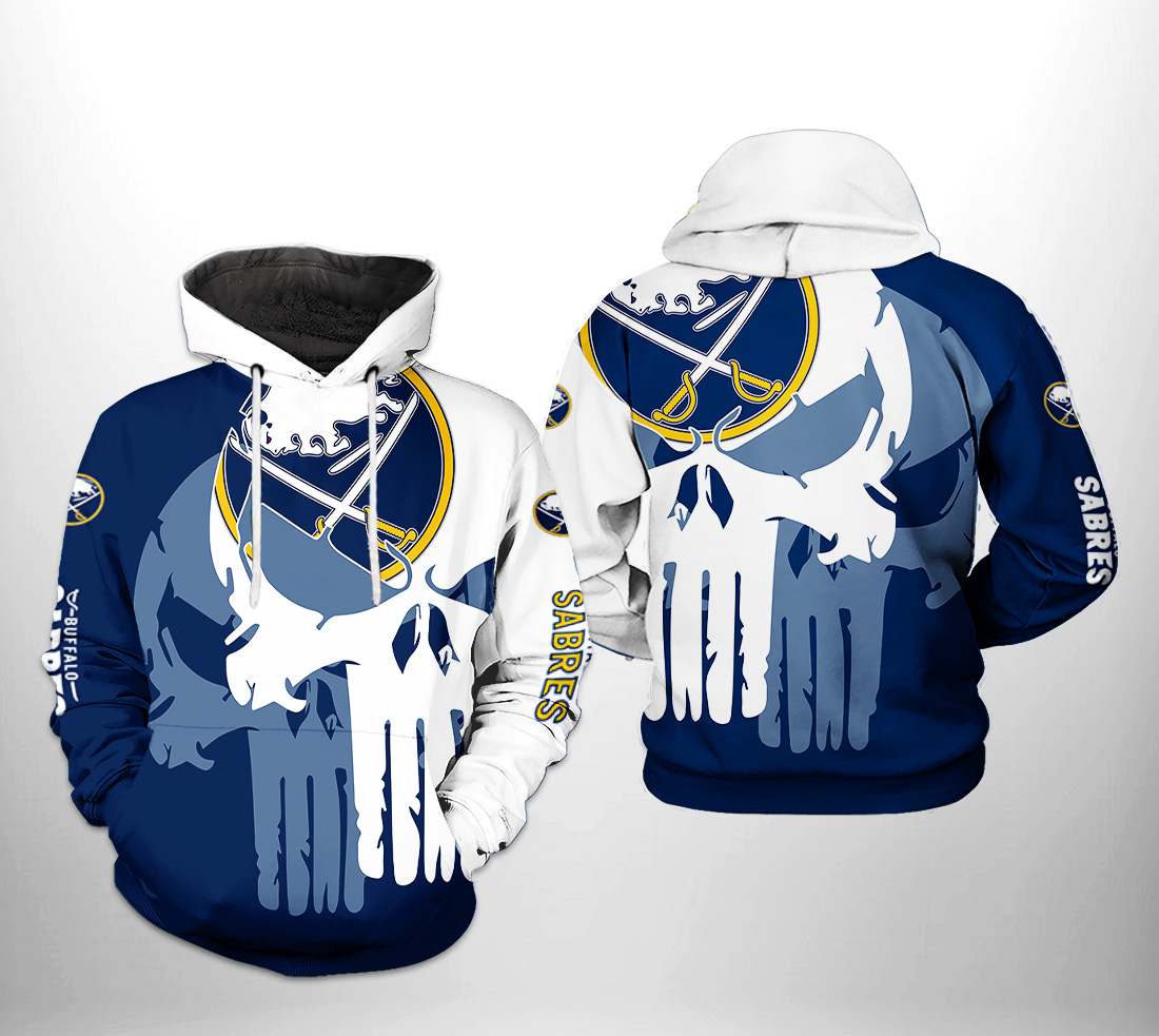 Buffalo Sabres NHL Team Skull 3D Printed Hoodie/Zipper Hoodie