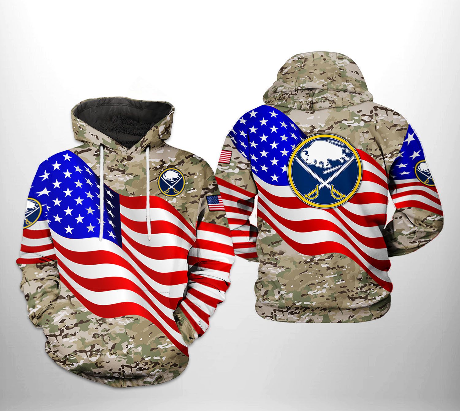 Buffalo Sabres NHL US FLag Camo Veteran 3D Printed Hoodie/Zipper Hoodie