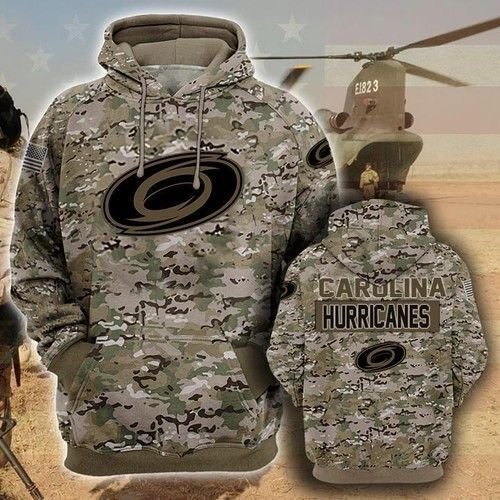 Carolina Hurricanes Camouflage Veteran Pullover And Zippered Hoodies Custom 3d Graphic Printed 3d Hoodie All Over Print Hoodie For Men For Women