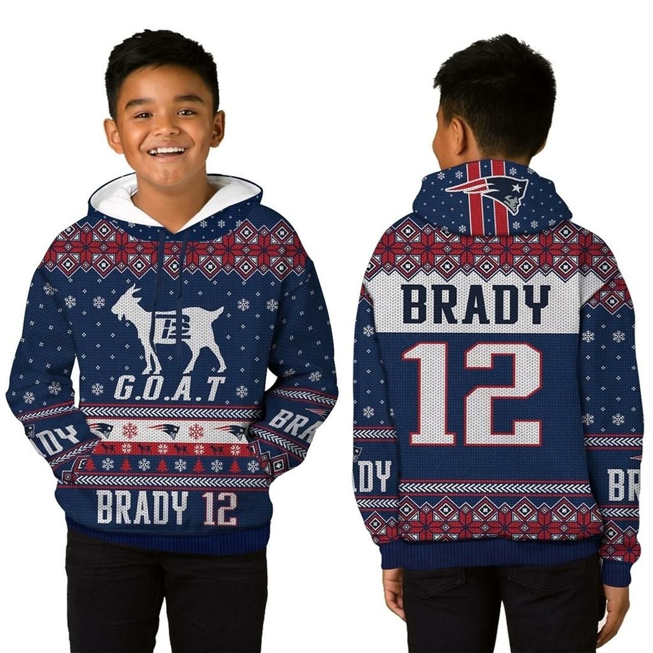 3D Hoodie Tom Brady New England Patriots Goat Kid 3D Hoodie/Sweatshirt Hoodie19699