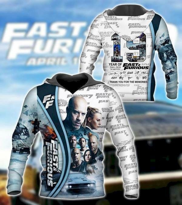 19 Years Of Fast And Furious All Cast Signatures Pullover And Zippered Hoodies Custom 3D Excavator Volvo Graphic Printed 3D Hoodie All Over Print Hoodie For Men For Women
