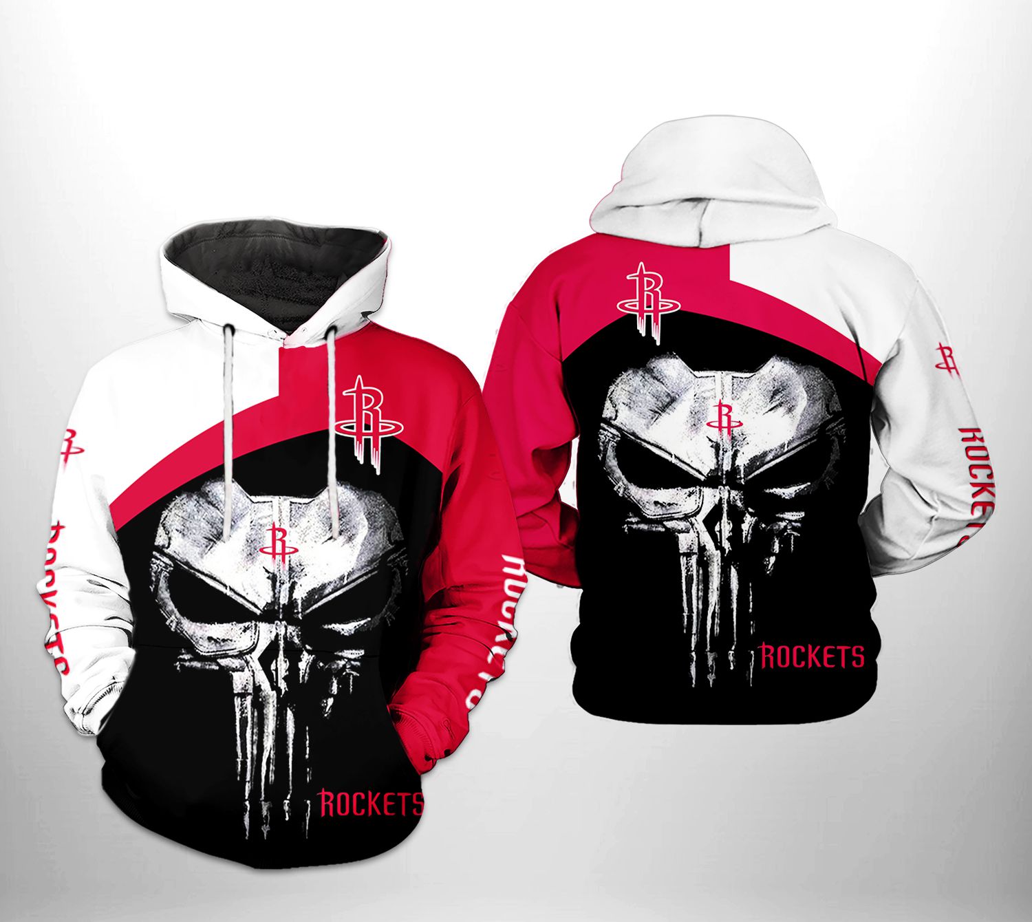 Houston Rockets NBA Skull Punisher Team 3D Printed Hoodie/Zipper Hoodie