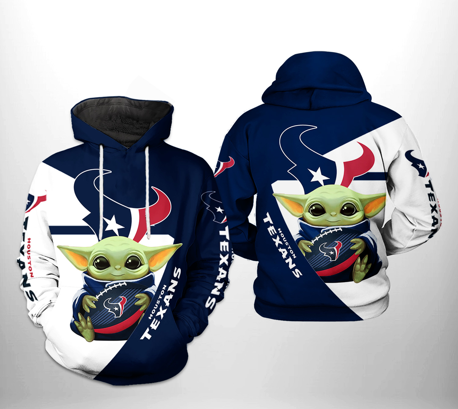 Houston Texans NFL Baby Yoda Team 3D Printed Hoodie/Zipper Hoodie