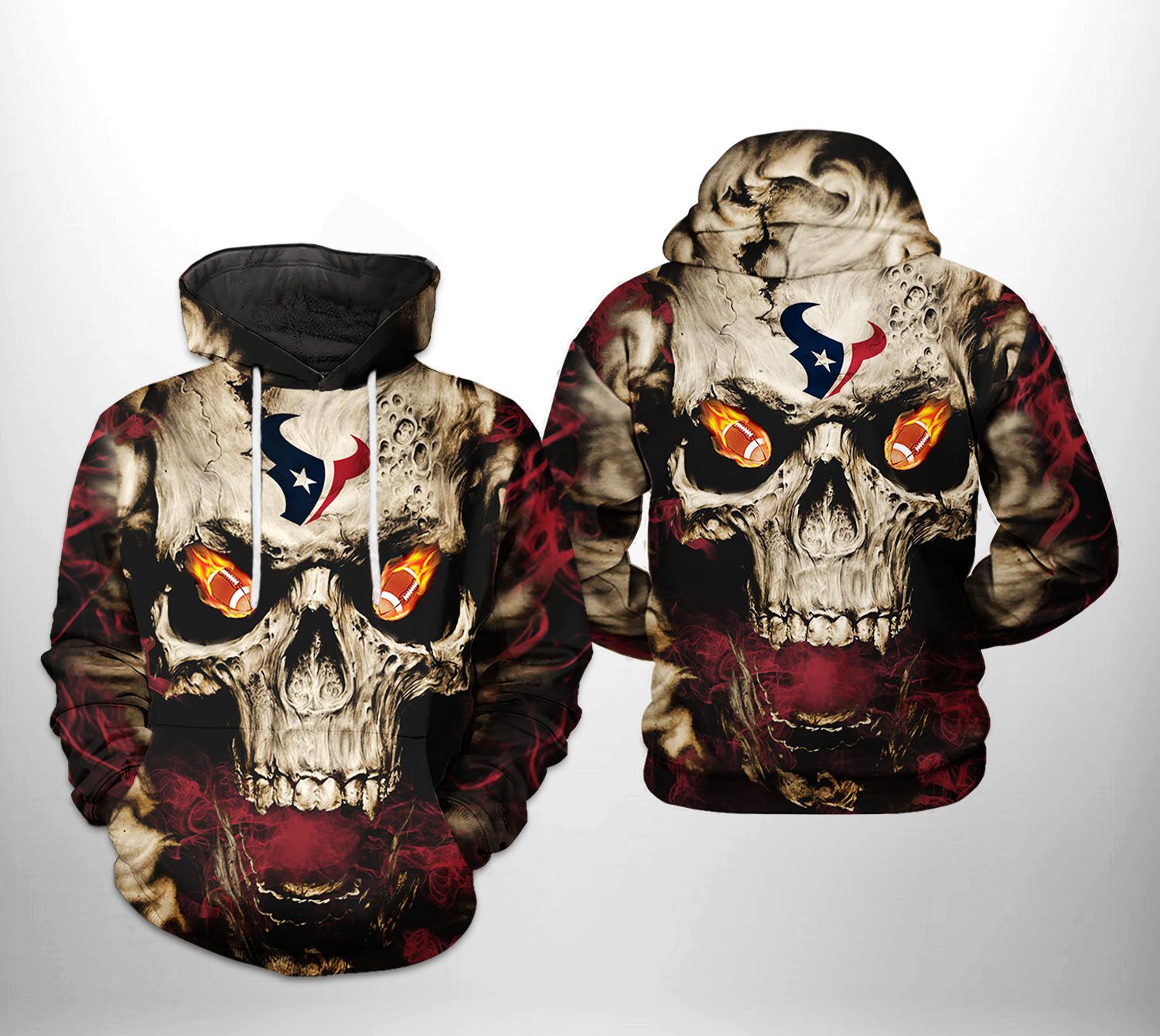 Houston Texans NFL Skull Team 3D Printed Hoodie/Zipper Hoodie