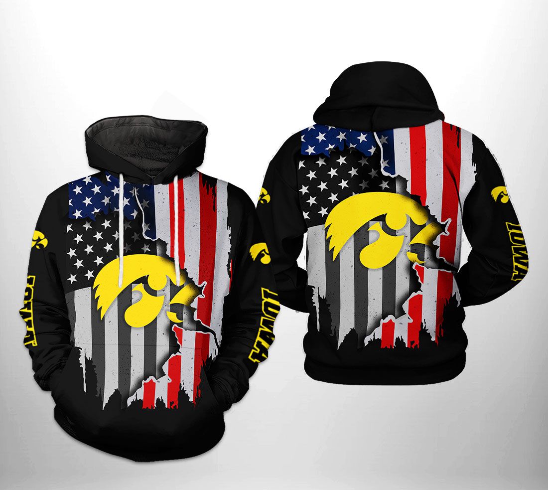 Iowa Hawkeyes NCAA US Flag 3D Printed Hoodie/Zipper Hoodie